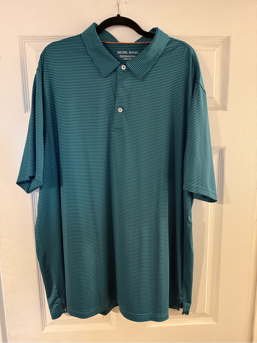 Teal Striped Men's Polo